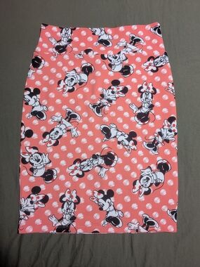 Coral Minnie Mouse Print Pencil Skirt - Women